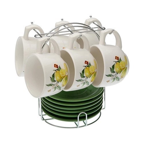 SET 6 TAZAS TE VERSA LEMON C/PLATOS SOPORTE METAL